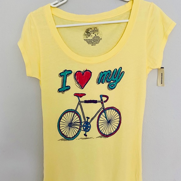 NWT Stranded Yellow  ‘I ♥️ My Bike’ T-shirt M - Picture 1 of 6